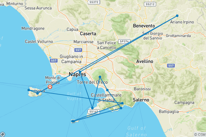 Map of Amalfi Coast Sailing Adventure