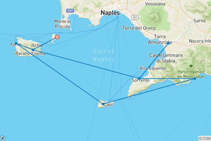 Carte du circuit Aventure de voile sur la côte amalfitaine (10 destinations)
