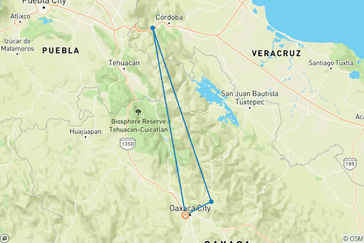 Carte du circuit Randonnée au Mexique : Les hauts plateaux indigènes de Oaxaca