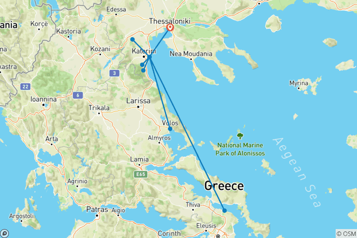 Carte du circuit La Grèce ─ sous le signe de l'Olympe