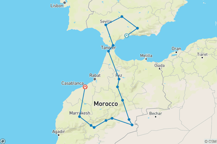 Karte von Andalusien und Marokko ─ zwischen Islam und Christentum