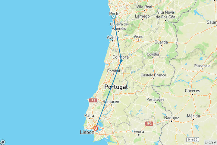 Carte du circuit Les points forts du Portugal