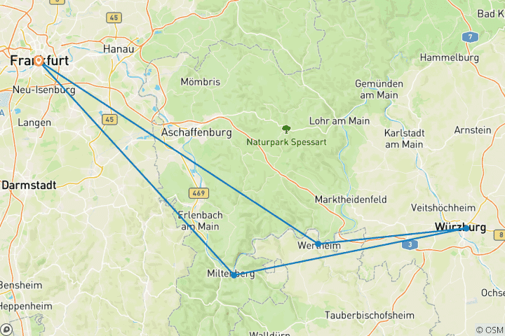 Carte du circuit Cours Main Romantique 2025
