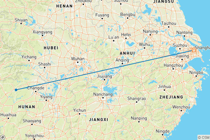 Carte du circuit 3 jours d'aventure privée à Zhangjiajie Avatar au départ de Shanghai