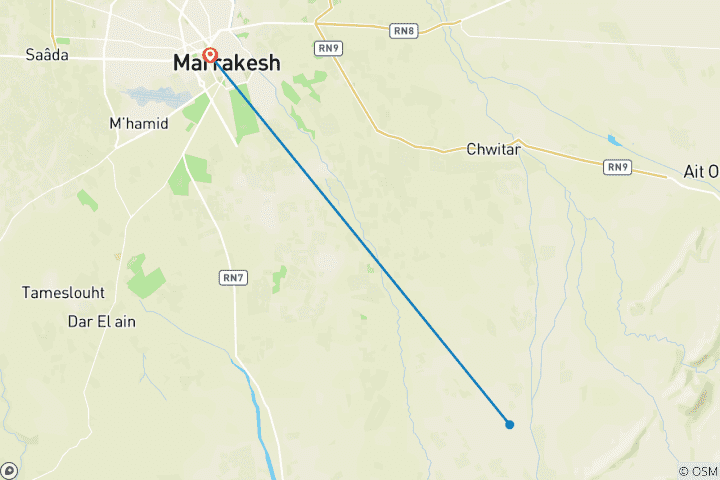 Carte du circuit Escapade culturelle et de yoga à Marrakech