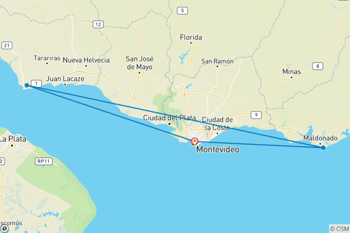 Carte du circuit Le meilleur de l'Uruguay 6 jours