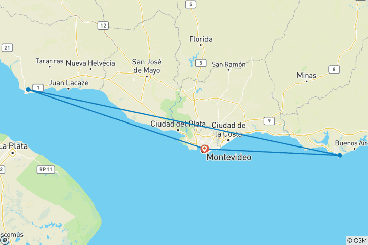 Map of Best of Uruguay 6 Days