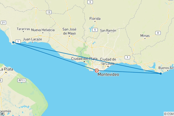 Map of Best of Uruguay 6 Days
