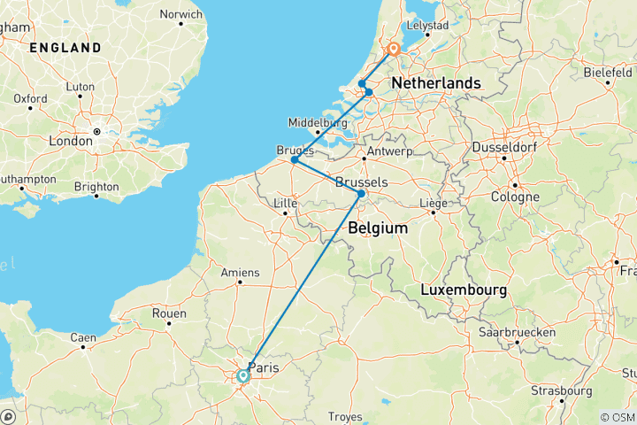 Carte du circuit Classique Paris-Amsterdam