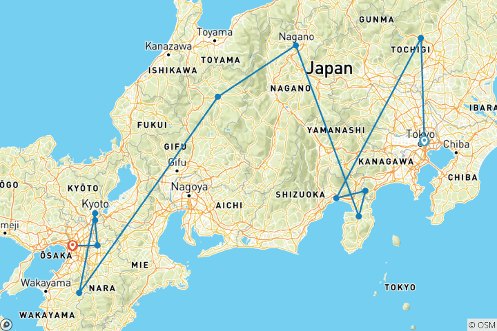 Map of ADAC Special Japan - In the land of the rising sun (12 destinations)