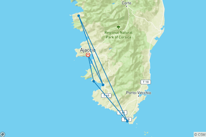 Carte du circuit Croisière en catamaran Corsica Dream South