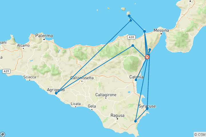 Map of The Enchanting East Coast of Sicily