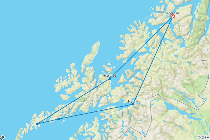 Map of Highlights of Tromsø,Narvik &  Svolvær With Arctic Experience