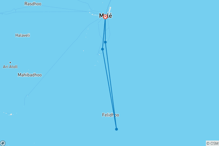 Kaart van 7N Zeeschildpadden beschermingscruise op de Malediven