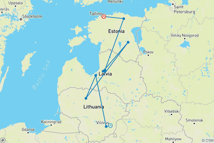 Karte von Klassische Hohepunkte des Baltikums