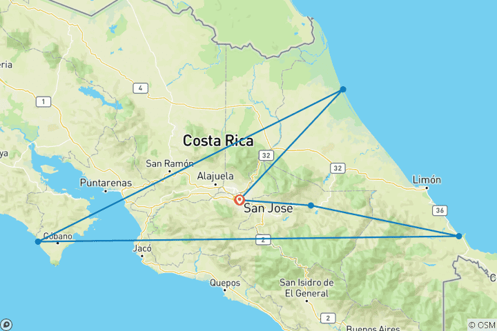 Karte von Costa Ricas Karibik & Kultur