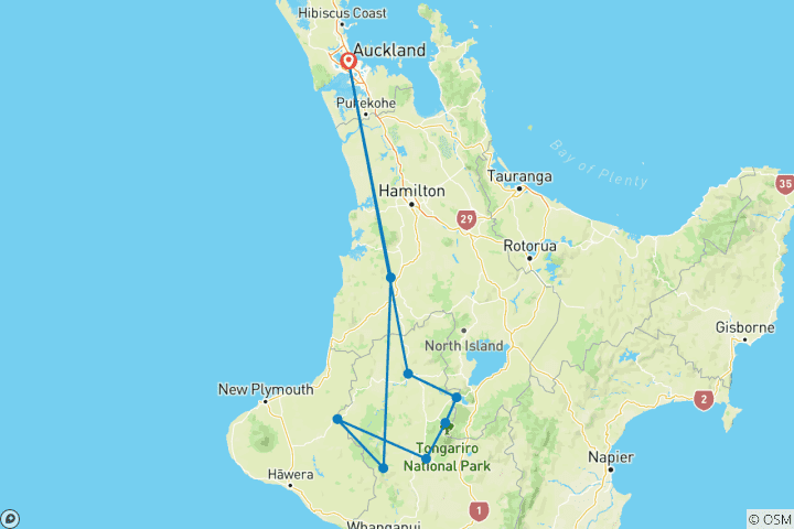Carte du circuit Marcher sur le Tongariro Crossing en Nouvelle-Zélande