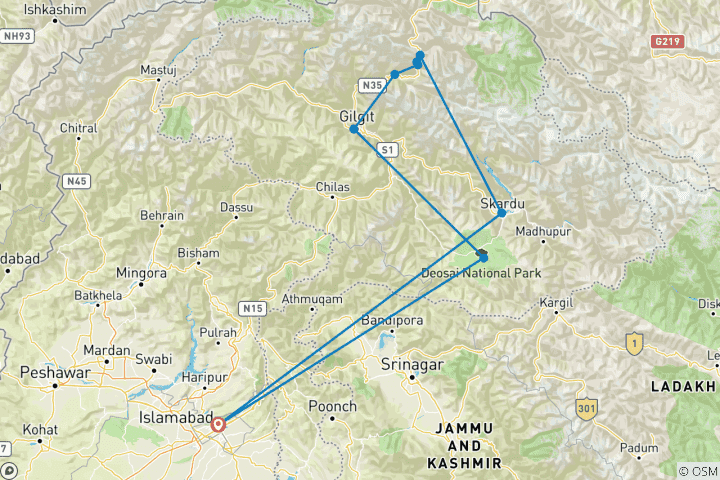 Carte du circuit Trekking Rakaposhi, Patundas & Fairy Meadows - 2026