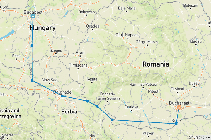 Carte du circuit Enchantement de l'Europe de l'Est avec Budapest et Bucarest 2027|2026 - 11 jours (from Budapest to Bucarest)