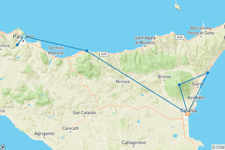 Map of Sicily Express - 5 days
