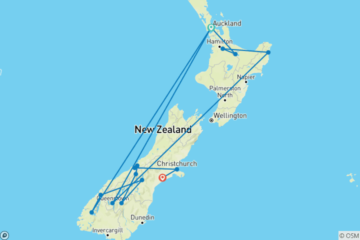 Carte du circuit Bucket List Nouvelle-Zélande et Australie (Intra Tour Air Bucket List Nouvelle-Zélande et Australie)