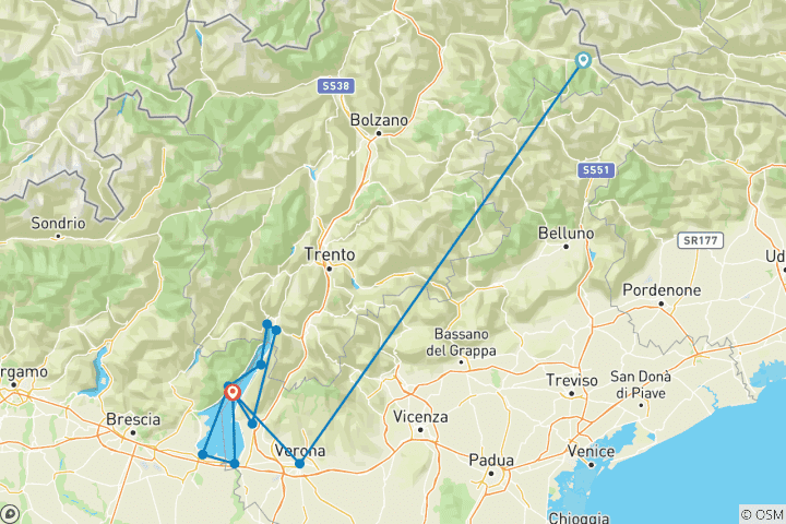 Map of Circumnavigation of Lake Garda by Bike