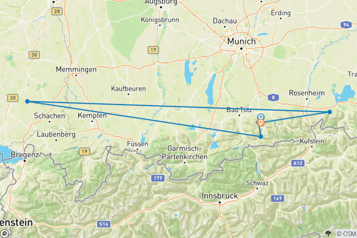 Map of Alpenüberquerung Tegernsee - Meran mit Gepäcktransfer