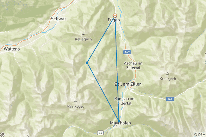 Carte du circuit Traversée des Alpes de Fügen à Merano avec transfert des bagages