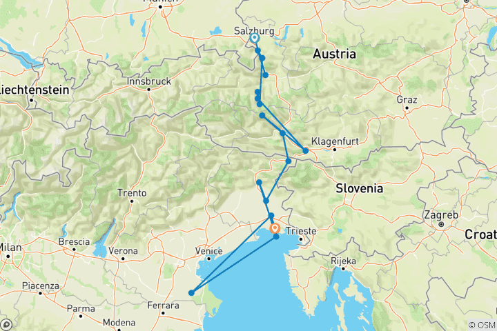 Carte du circuit Alpe Adria Charme Variante
