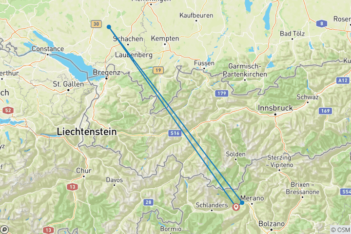 Map of Meraner Höhenweg inkl. Shuttle