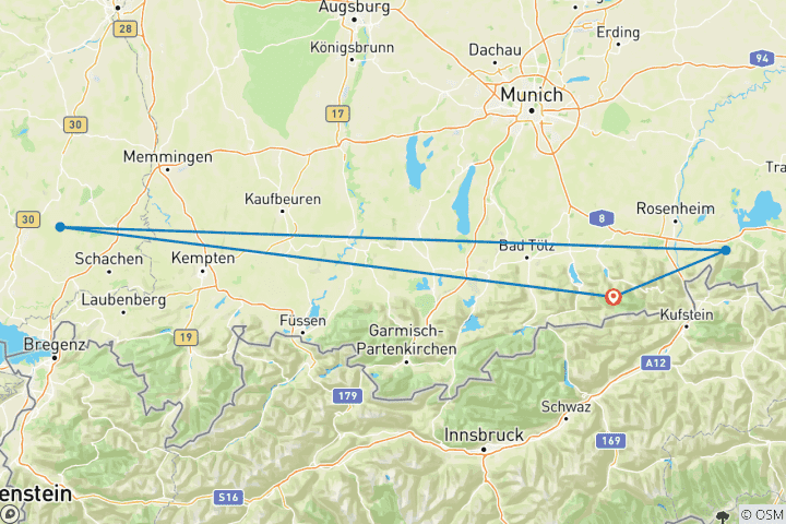 Carte du circuit Traversée des Alpes du lac Spitzingsee à Sterzing avec transfert des bagages