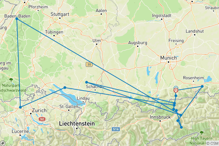 Carte du circuit Tour en solitaire // Traversée des Alpes Tegernsee - Sterzing Guidée