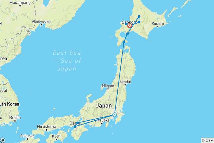 Map of Japan Adventure (11 destinations)