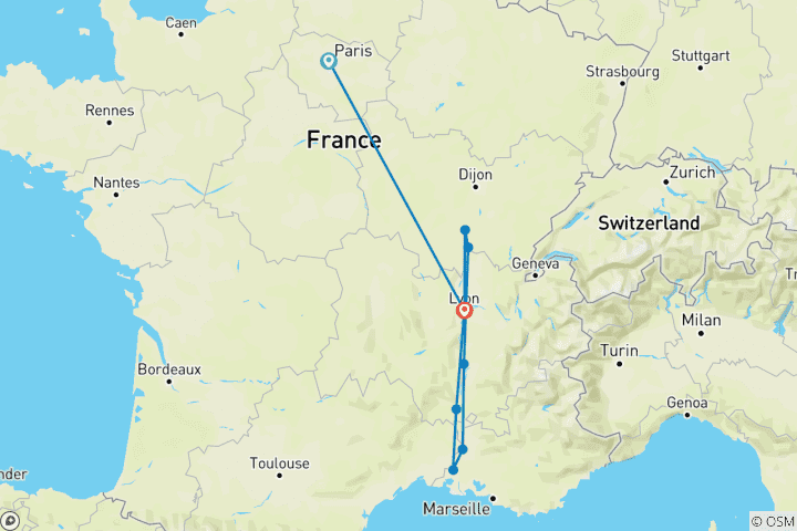 Map of South of France - A Wine Cruise with Highlights of Paris