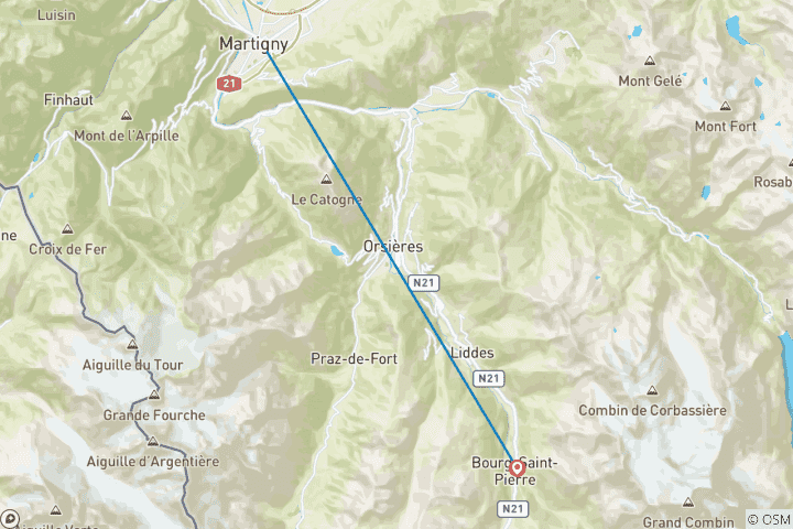 Map of Via Francigena - Across the Alps to the Aosta Valley 7 Days