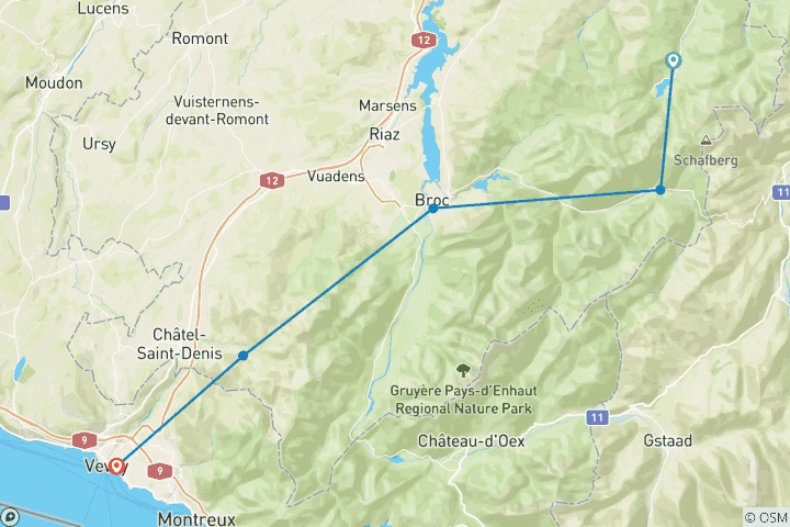 Map of Alpine Panorama Trail - From Schwarzsee to Lake Geneva 6 Days