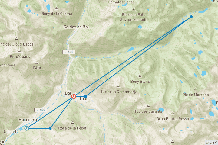 Mapa de Los Pirineos: las joyas alpinas del Vall de Boi y Aigues Tortes, 8 días