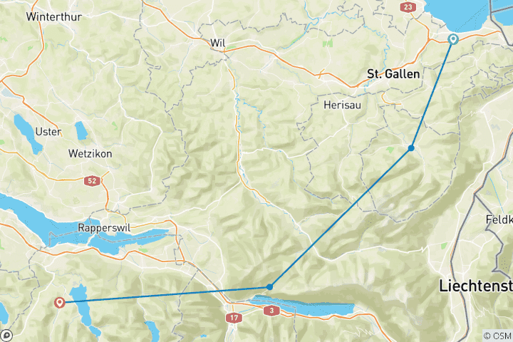 Map of Alpine Panorama Trail - Lake Constance, Appenzell & Toggenburg 8 Days