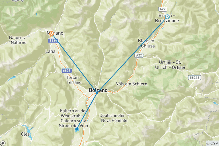 Carte du circuit Italie - Châtaigniers et vignobles au cœur du Tyrol du Sud 6 jours (6 jours)