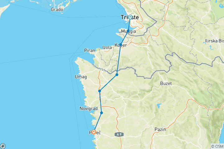 Map of Hiking Tour Istria 7 Days