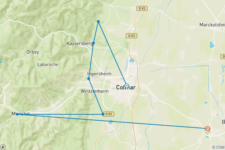 Carte du circuit Voyage en étoile à Colmar (6 jours)