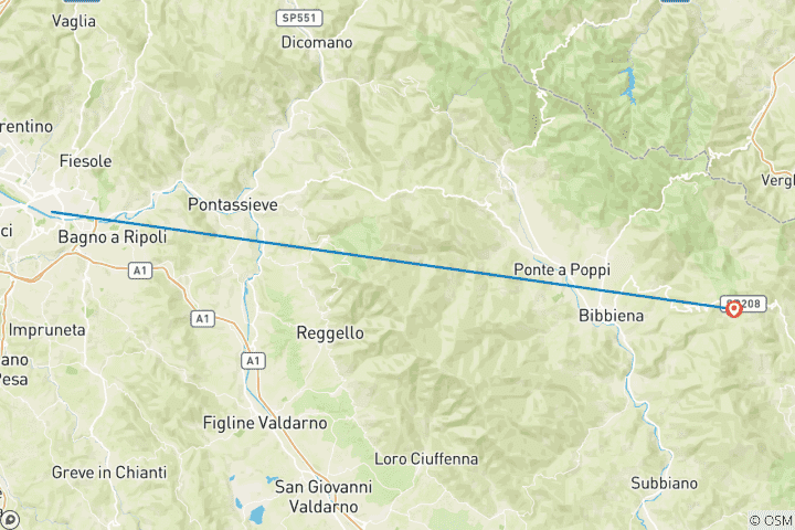 Map of St. Francis' Way - Florence to Chiusi della Verna 8 Days