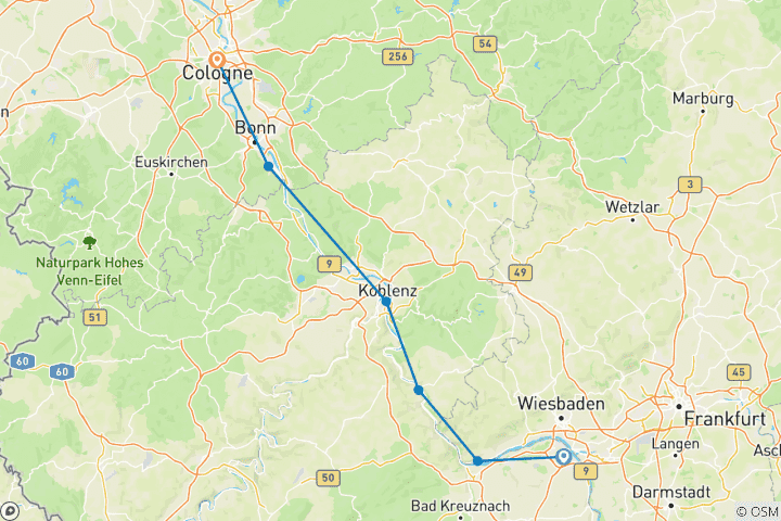 Map of Rhein: Klassiker Mainz - Köln mit Charme (7 Tage)