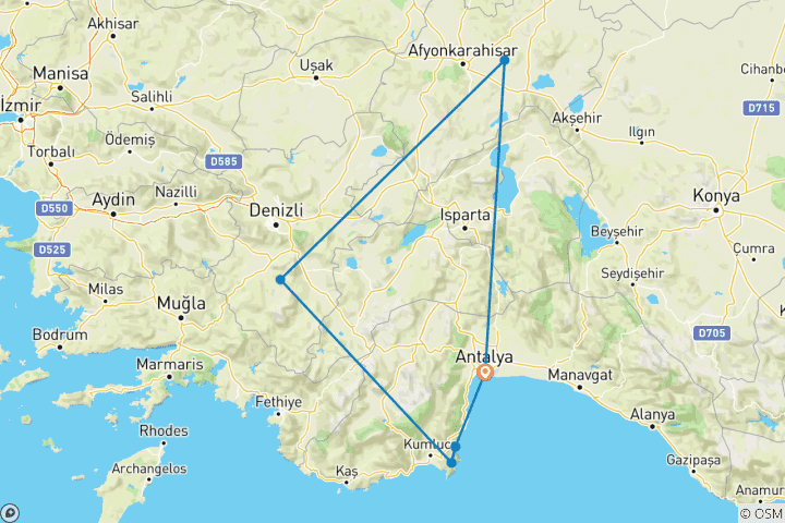 Kaart van Lycian Way - trektocht in Cirali (8 dagen)