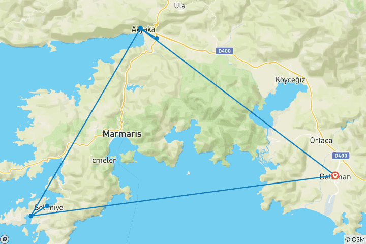 Map of Carian Way - Bays of Aphrodite 8 Days