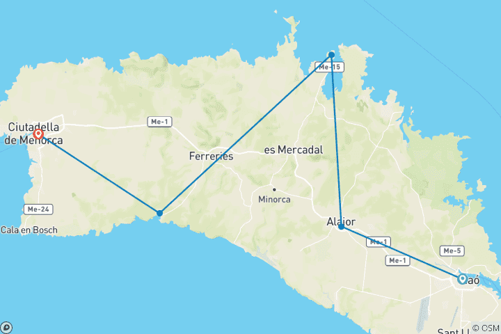 Map of Discover Menorca by Bike 8 Days