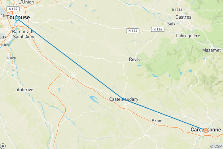 Map of Canal du Midi - From Toulouse to Carcassonne 4 Days