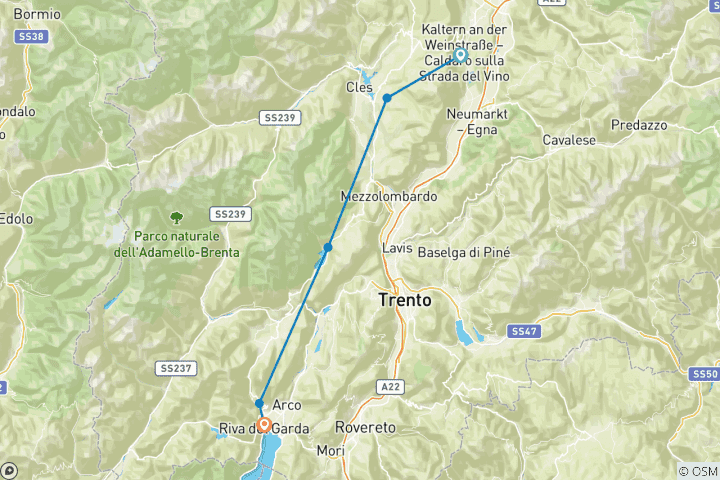 Map of From Kaltern to Lake Garda - South Tyrol, Brenta & Trentino from Kaltern 6 Days charm 6 Days