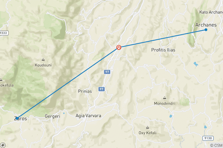 Map of Star Tour - Hikes on Crete with a stay with Adam 7 Days