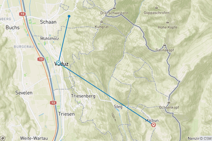 Mapa de Liechtenstein - Un pequeño país a gran escala (6 días)
